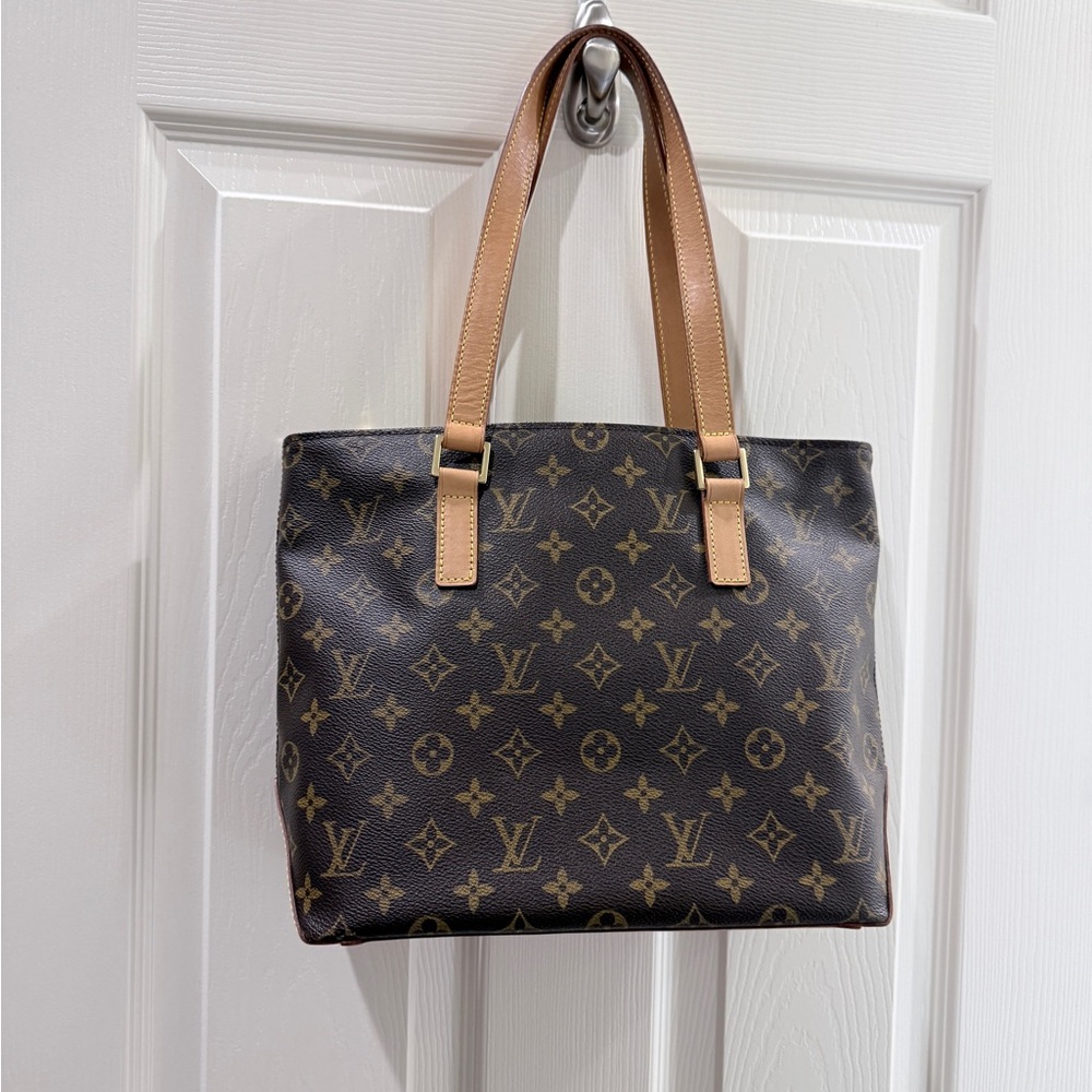 Louis Vuitton Classic Monogram Tote with Tan Straps